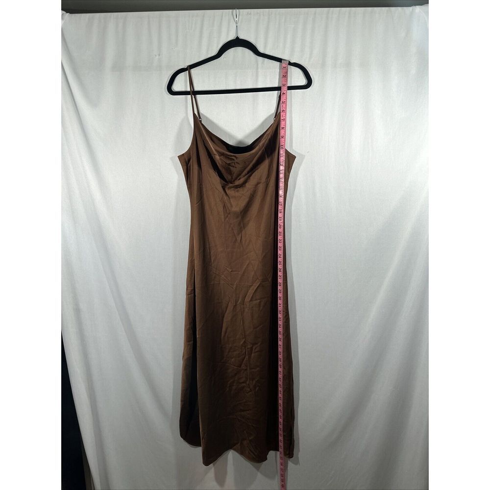 NWT $199 All Saints‎ [ 10 US ] Hadley Cowl Neck Midi Slip Dress Warm Brown - Picture 7 of 16